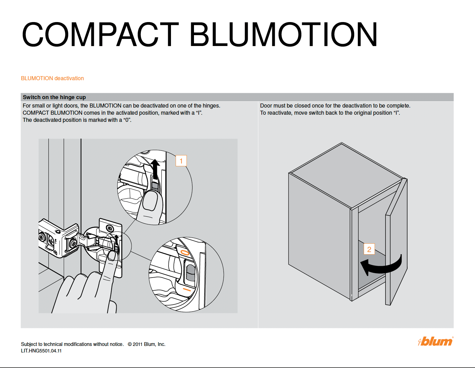 Pages from Blum Motion Hinge Article Soft Close On Off