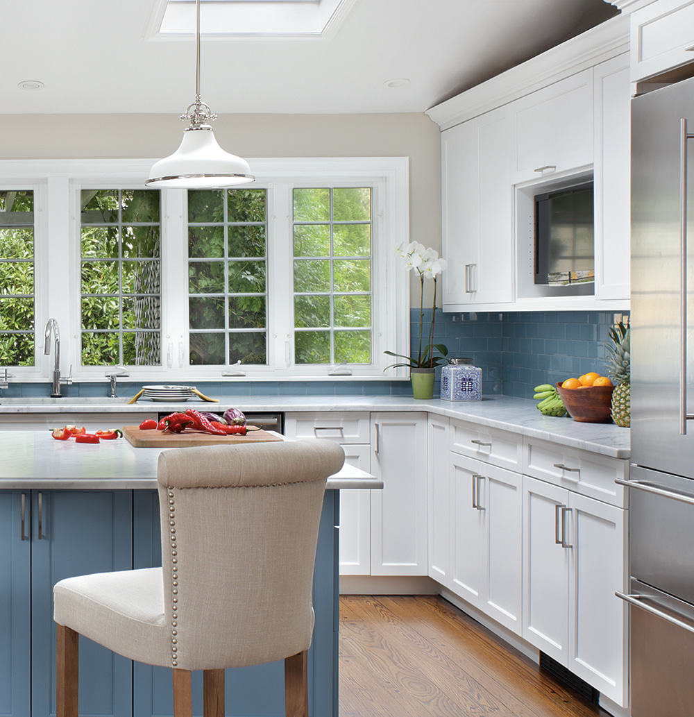 White cabinets with a pop of color